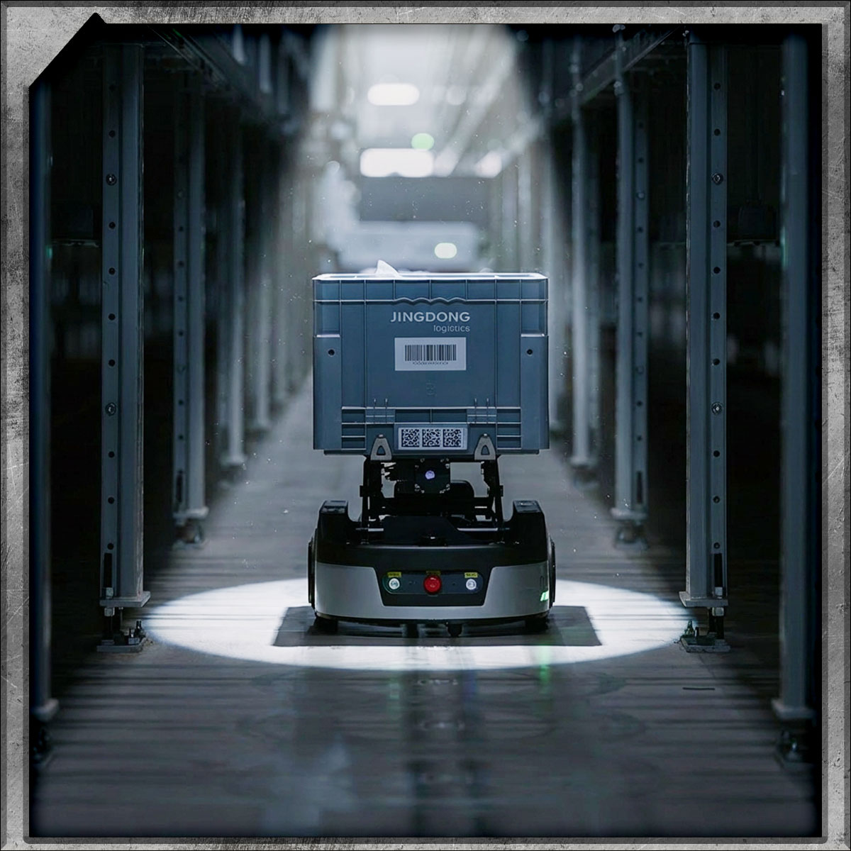 Robotic container retrieval within a high-density storage aisle